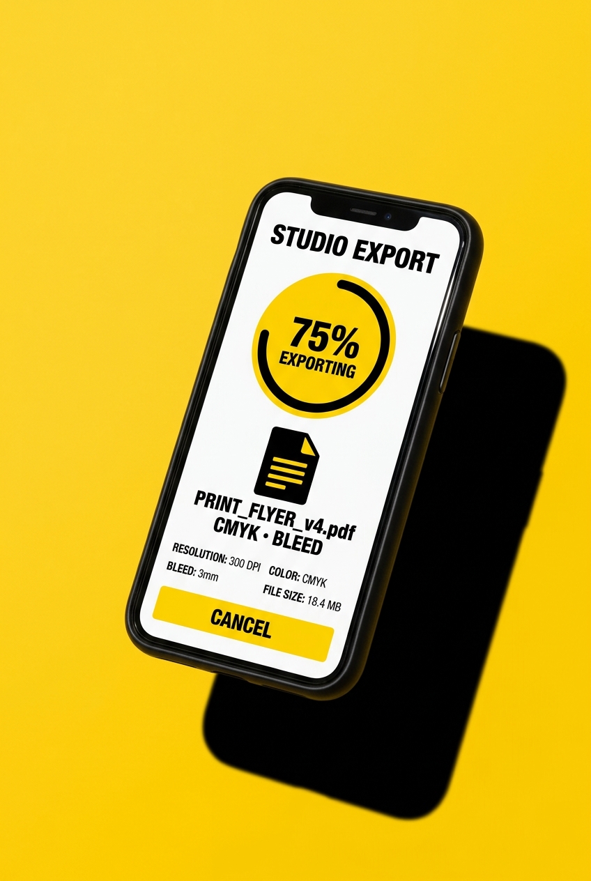 Druckfertiger Export mit CMYK und Beschnitt