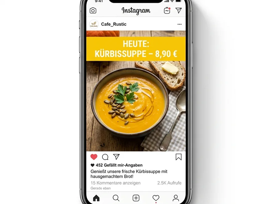 Instagram-Beitrag mit dem Tagesgericht, von Robbie aus einem Foto erstellt