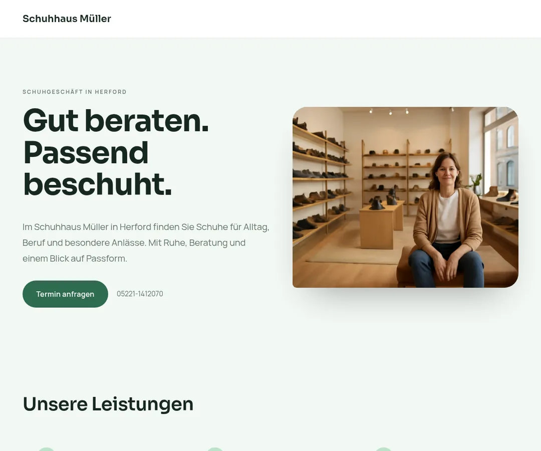 Demo-Website Schuhhaus Müller