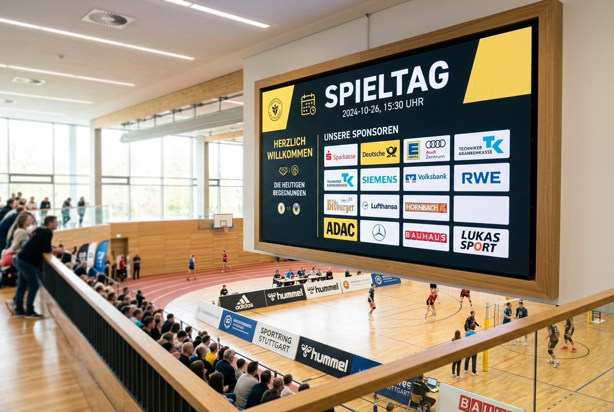 Sponsorenbildschirm in der Sporthalle