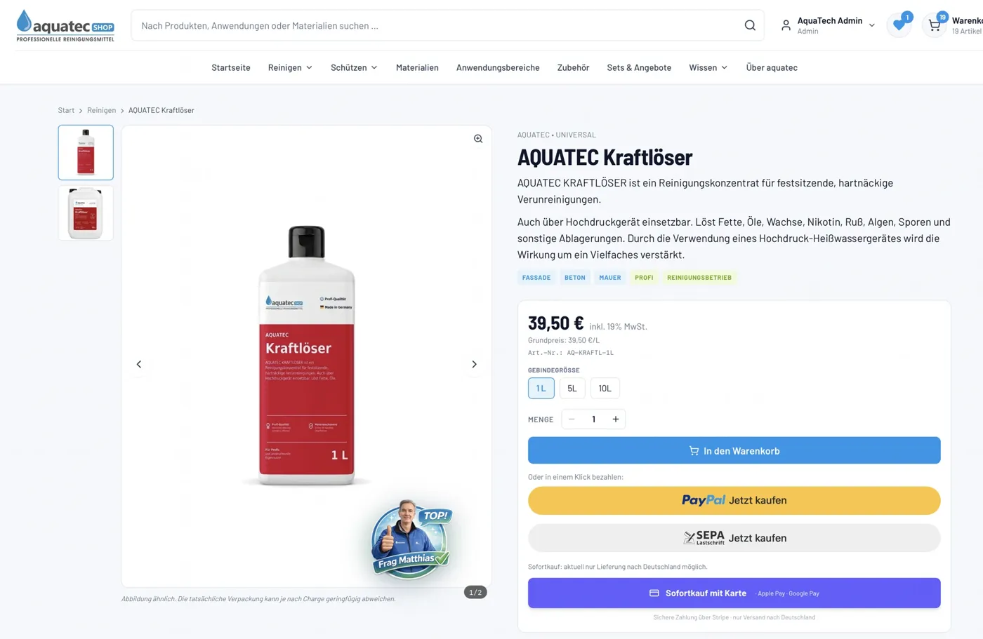 aquatec Shop – Produktseite AQUATEC Kraftlöser mit Sofortkauf