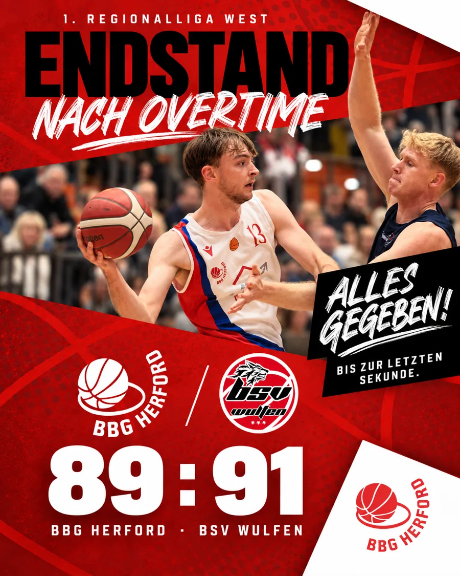 BBG Herford Endstand-Grafik nach Overtime 89:91