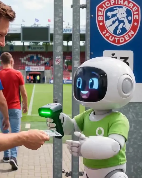Szene aus dem Video: Robbie scannt am Stadiontor ein Ticket